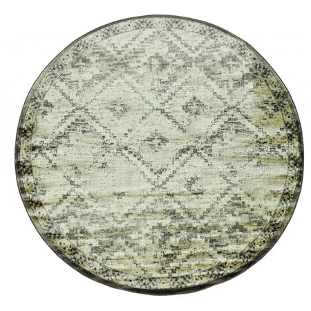 Palacedesigns 8 ft. Round Gray & Beige Distressed Diamond Area Rug PA3671506